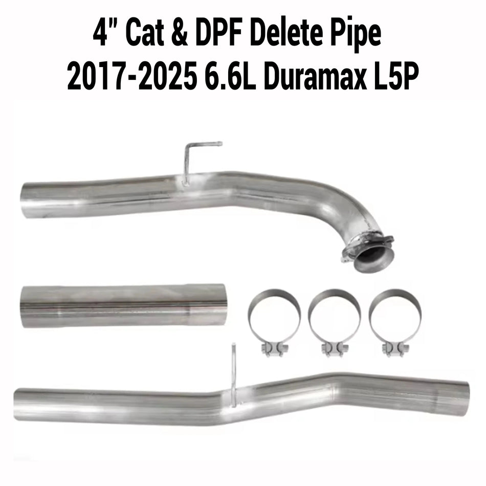 2017-2025 6.6L GM Duramax L5P 4" CAT&DPF Delete Pipe DieselPerf