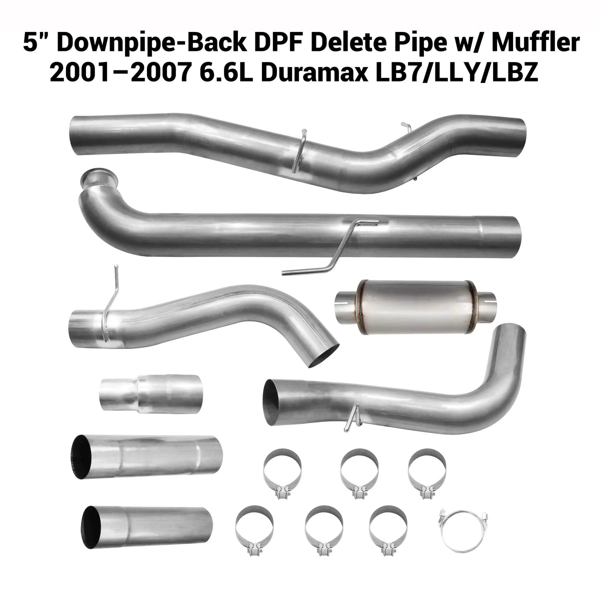 2001-2007 6.6L GM Duramax LLY LBZ LB7 4" & 5"Downpipe-back Delete Pipe DieselPerf