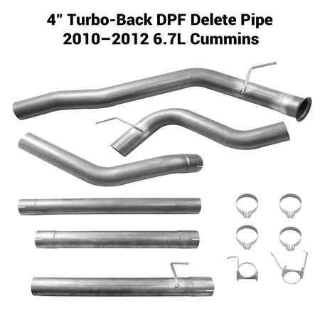2010-2012 6.7L Dodge Ram Cummins 4" Turbo-Back DPF Delete Pipe DieselPerf