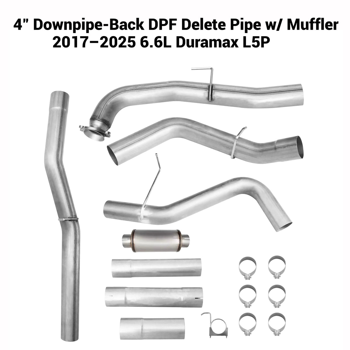 2017-2025 6.6L GM Duramax L5P 4" Downpipe-Back DPF Delete Pipe DieselPerf
