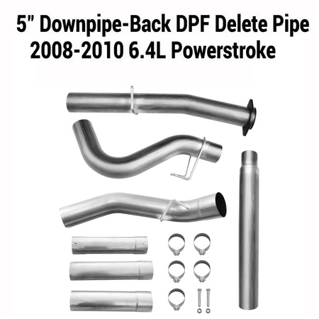 2008-2010 6.4L Powerstroke 5'' Downpipe-Back DPF Delete Pipe DieselPerf