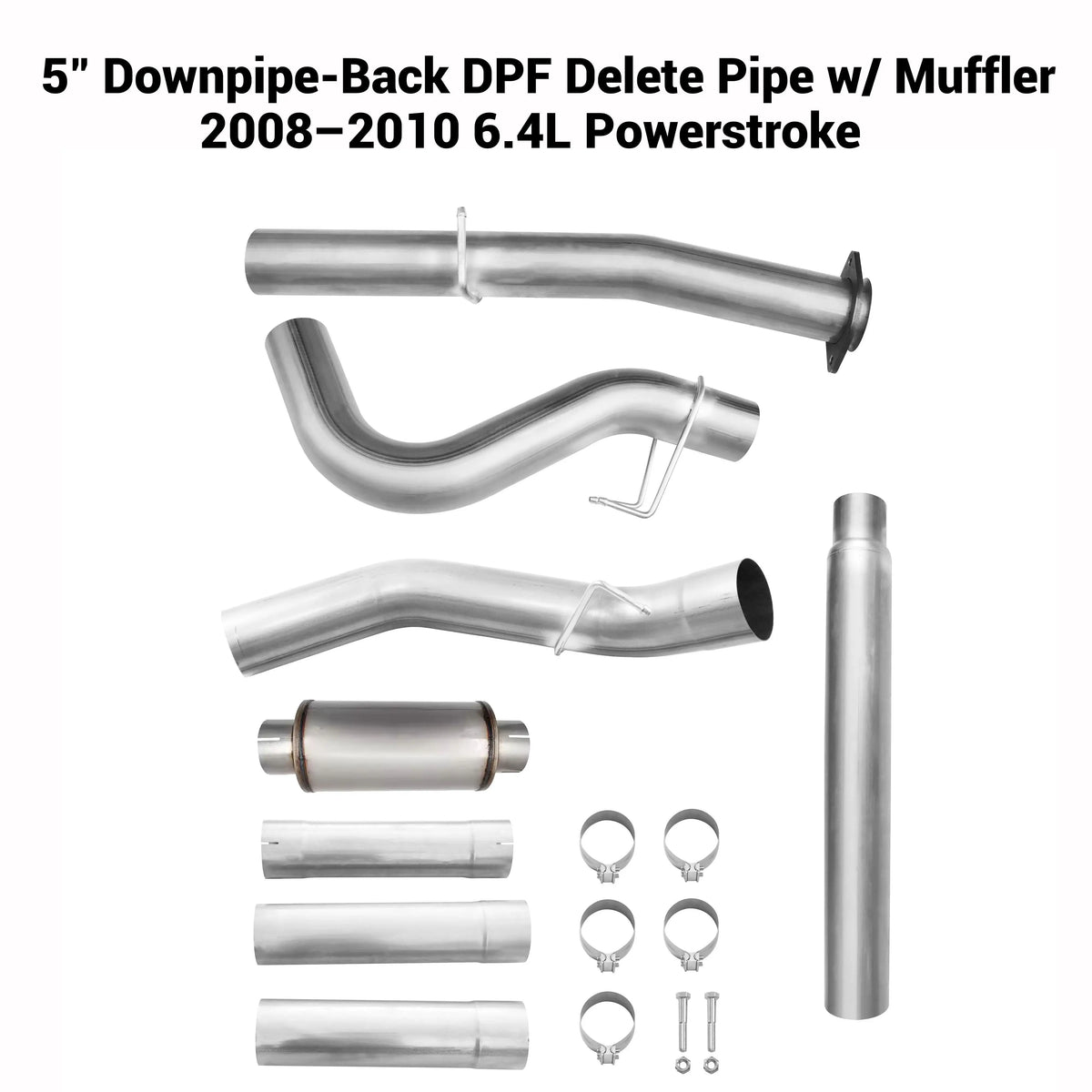 2008-2010 6.4L Powerstroke 5'' Downpipe-Back DPF Delete Pipe DieselPerf