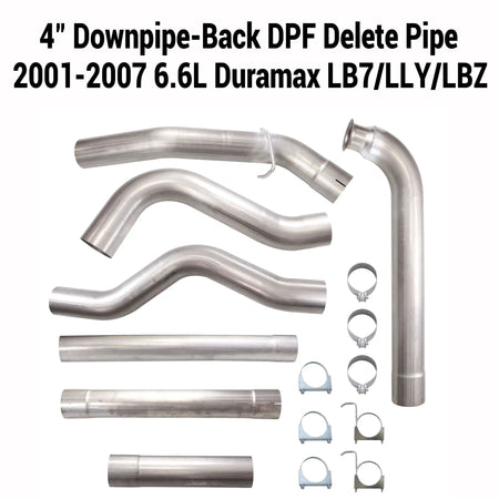 2001-2007 6.6L GM Duramax LB7 LLY LBZ 4'' Downpipe-Back DPF Delete Pipe DieselPerf