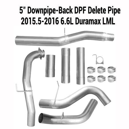 2015.5-2016 6.6L GM Duramax LML 5" Downpipe-Back DPF Delete Pipe DieselPerf