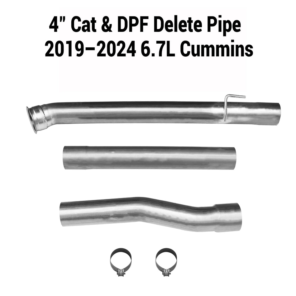 2019-2024 6.7L Dodge Ram Cummins 4" CAT&DPF Delete Pipe