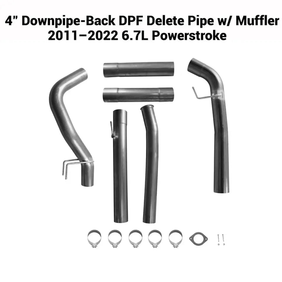 2011-2025 6.7L Powerstroke 4'' Downpipe-Back DPF Delete Pipe DieselPerf