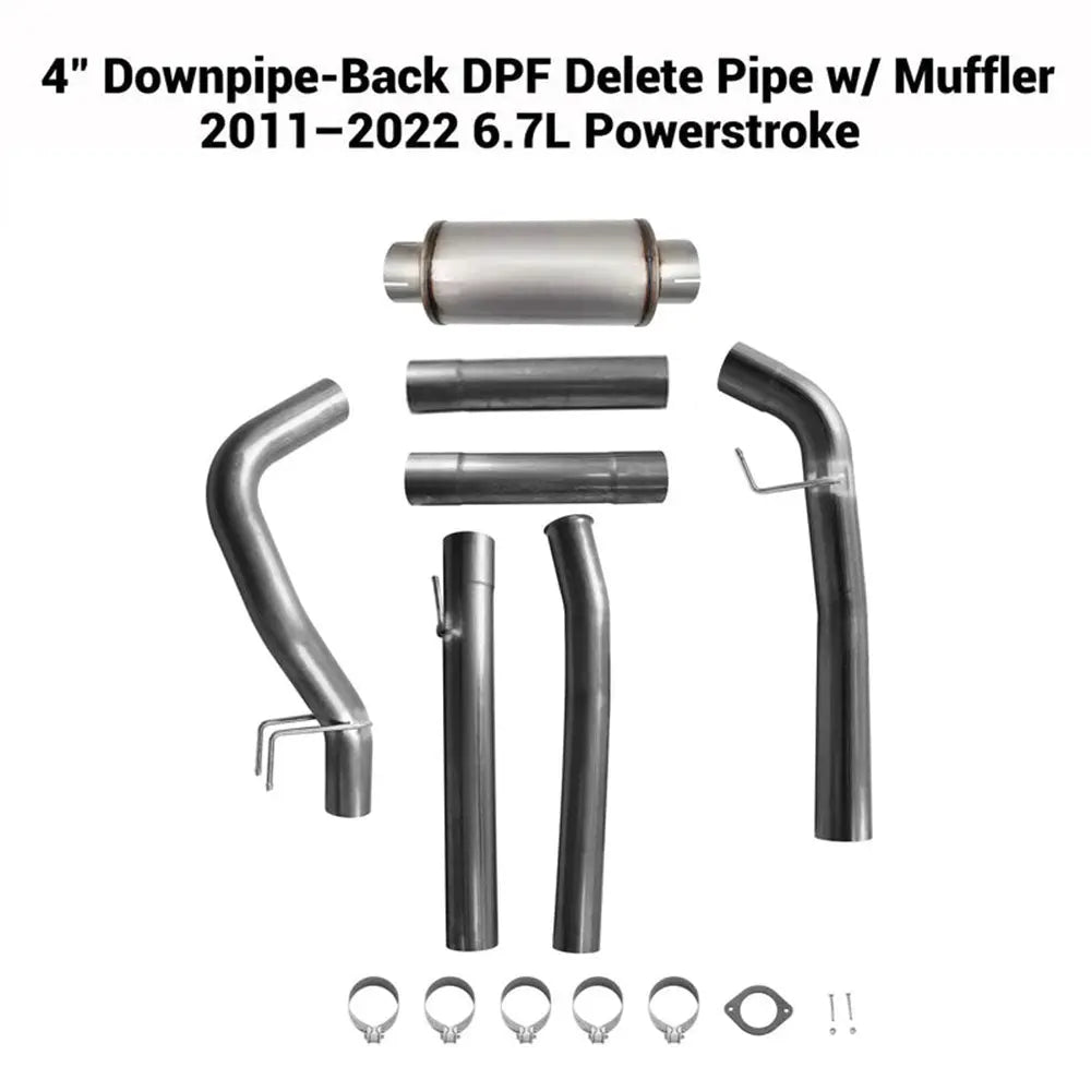 2011-2025 6.7L Powerstroke 4'' Downpipe-Back DPF Delete Pipe DieselPerf