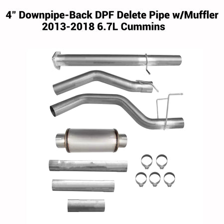 2013-2018 6.7L Dodge Ram Cummins 4'' Downpipe-Back DPF Delete Pipe DieselPerf