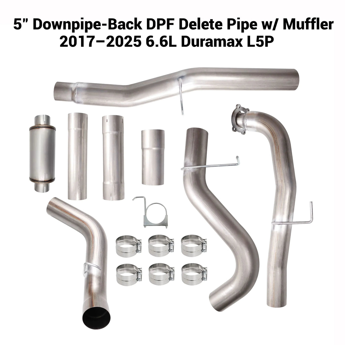 2017-2025 6.6L GM Duramax L5P 5" Downpipe-Back DPF Delete Pipe DieselPerf