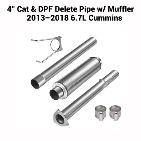 2013-2018 6.7L Dodge Ram Cummins 4" CAT&DPF Delete Pipe With Muffler DieselPerf