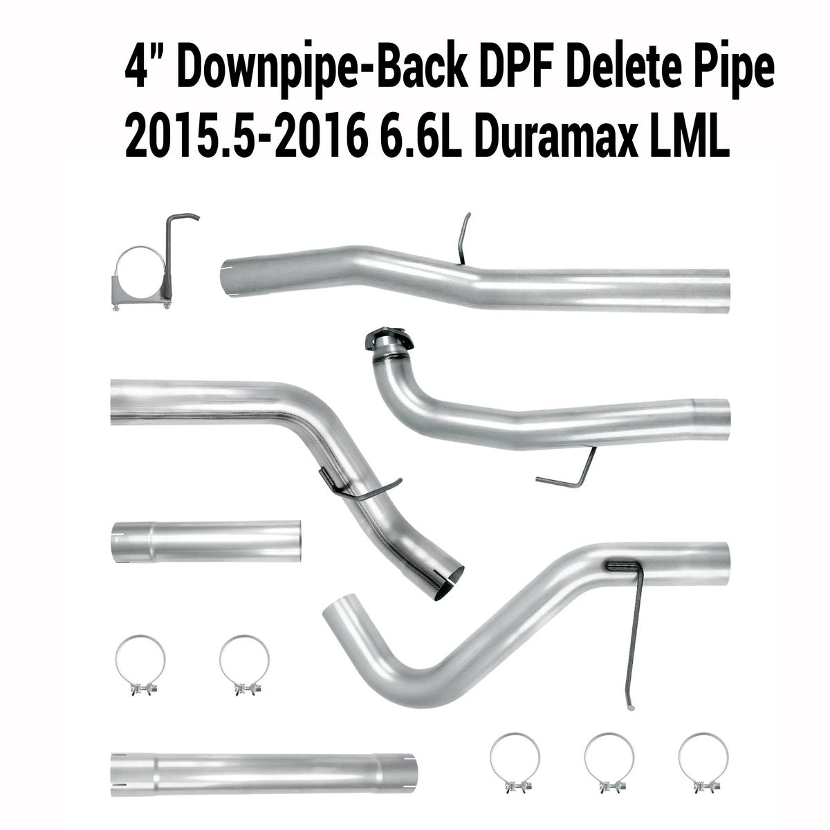 2015.5-2016 6.6L GM Duramax LML 4" Downpipe-Back DPF Delete Pipe DieselPerf
