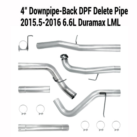 2015.5-2016 6.6L GM Duramax LML 4" Downpipe-Back DPF Delete Pipe DieselPerf
