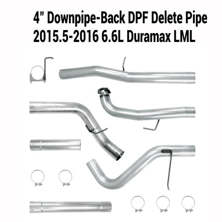 2015.5-2016 6.6L GM Duramax LML 4"& 5"DPF Delete Race Pipe DieselPerf