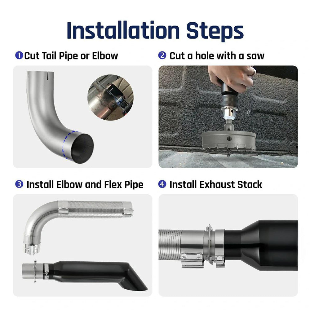 4"/5"Inlet 7"/8"Outlet 36"Tall Exhaust Stack Tip for Pickup