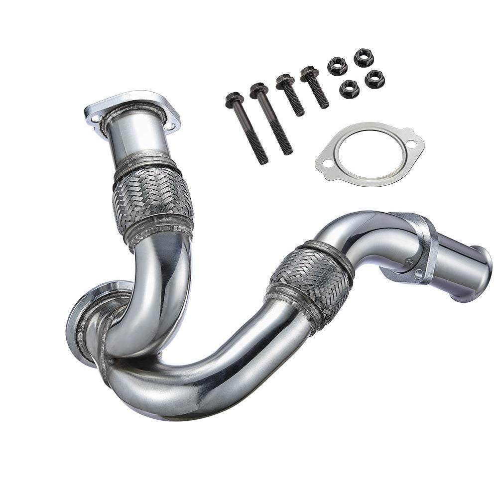 Exhaust Up-Pipe Y-Pipe for Ford 2003-2007 6.0L Powerstroke Diesel F250 F350 F450 Heavy Duty Polished
