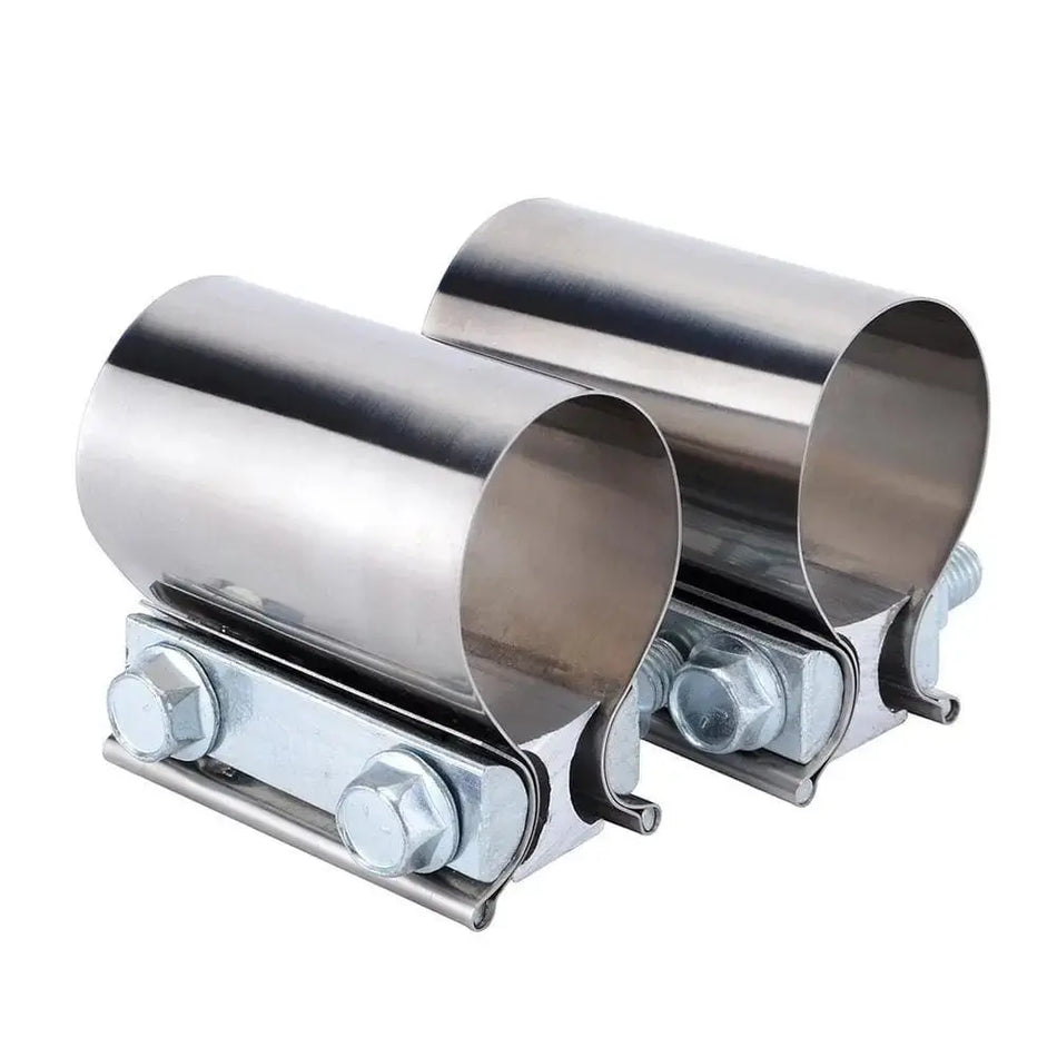 4.0/5.00 OD Pipe 2 Packs Butt Joint Band Clamp Exhaust Sleeve Stainless Steel Fits DieselPerf