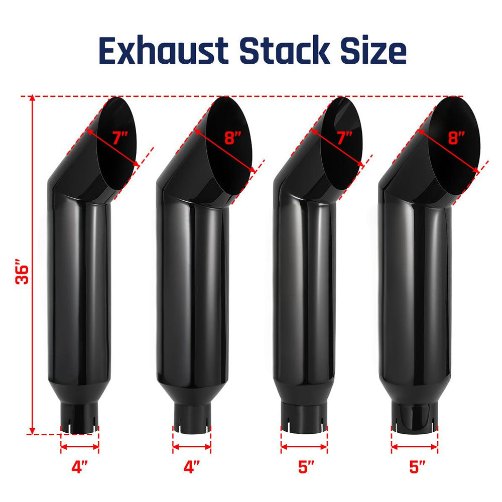 4"/5"Inlet 7"/8"Outlet 36"Tall Exhaust Stack Tip for Pickup