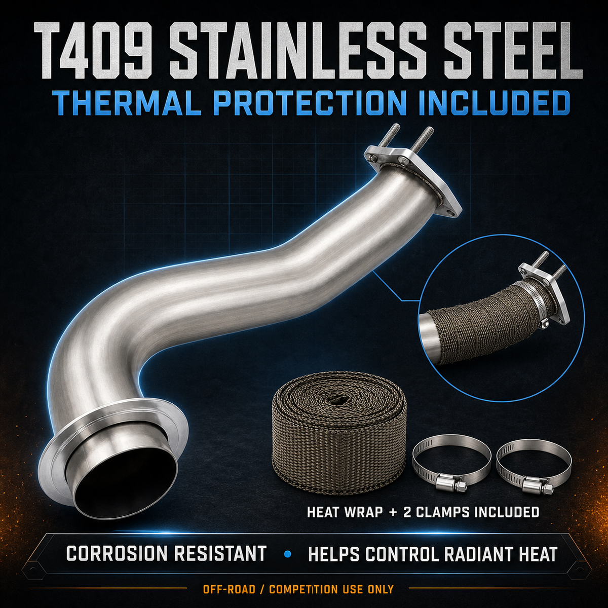 2017-2025 6.6L GM Duramax L5P 3.5"Downpipe Exhaust DieselPerf