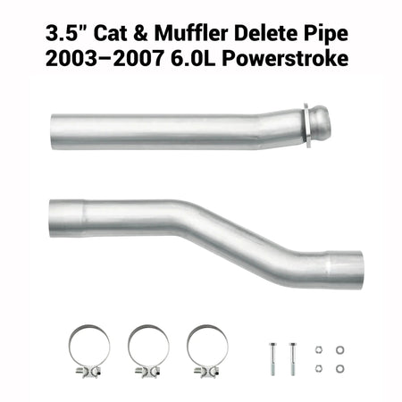 2003-2007 6.0L Powerstroke 3.5" Cat & Muffler Delete Race Pipe DieselPerf