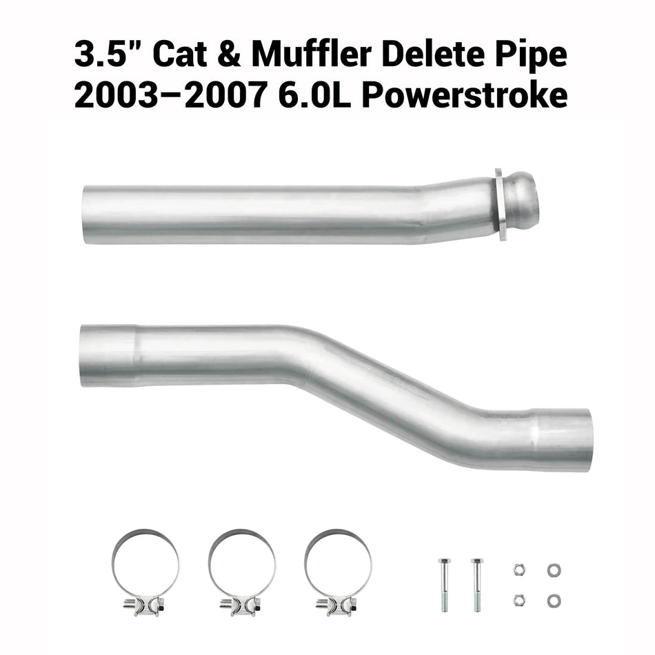 2003-2007 6.0L Powerstroke 3.5" Cat & Muffler Delete Race Pipe DieselPerf