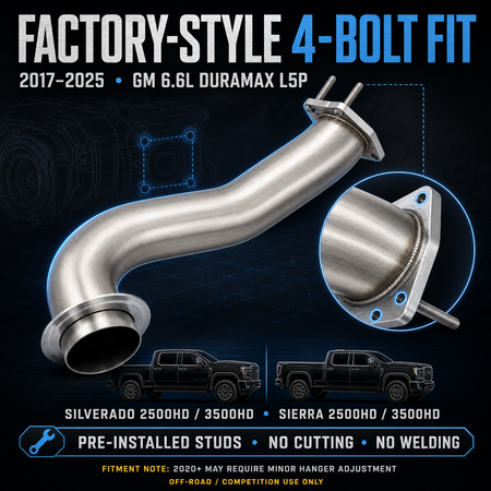 2017-2025 6.6L GM Duramax L5P 3.5"Downpipe Exhaust DieselPerf