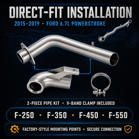 2015-2019 6.7L Ford Powerstroke 4" Downpipe Exhaust DieselPerf