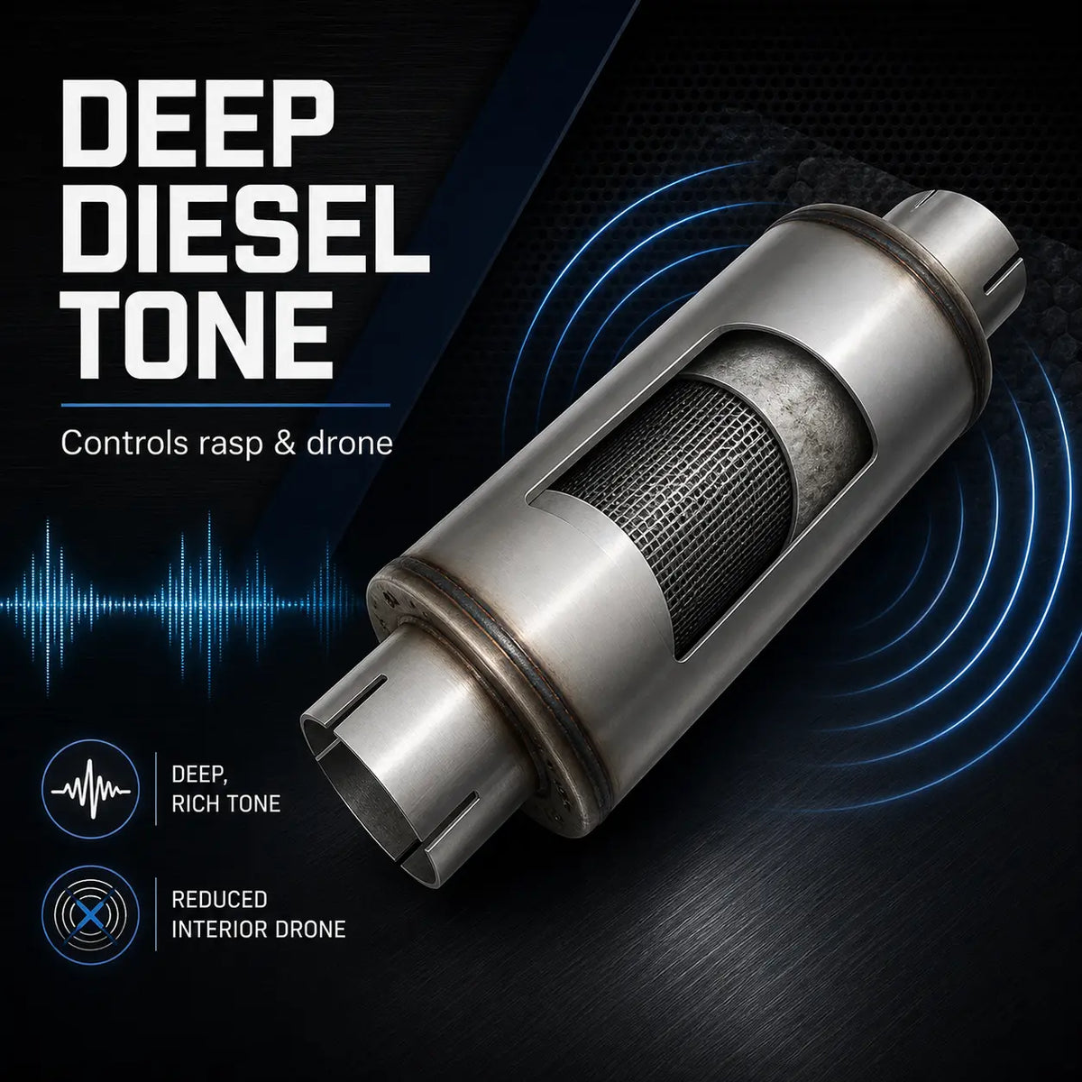 4" & 5" Stainless Steel Diesel Muffler for Ram Cummins, Duramax & Powerstroke DieselPerf