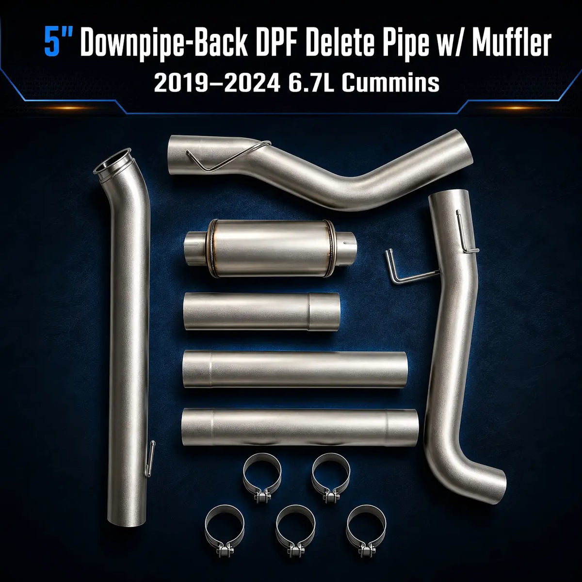 2019-2025 6.7L Dodge Ram Cummins 5'' Downpipe-Back DPF Delete Pipe DieselPerf
