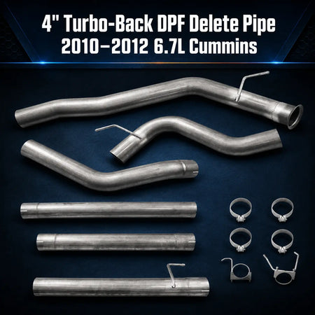 2010-2012 6.7L Dodge Ram Cummins 4" Turbo-Back DPF Delete Pipe DieselPerf