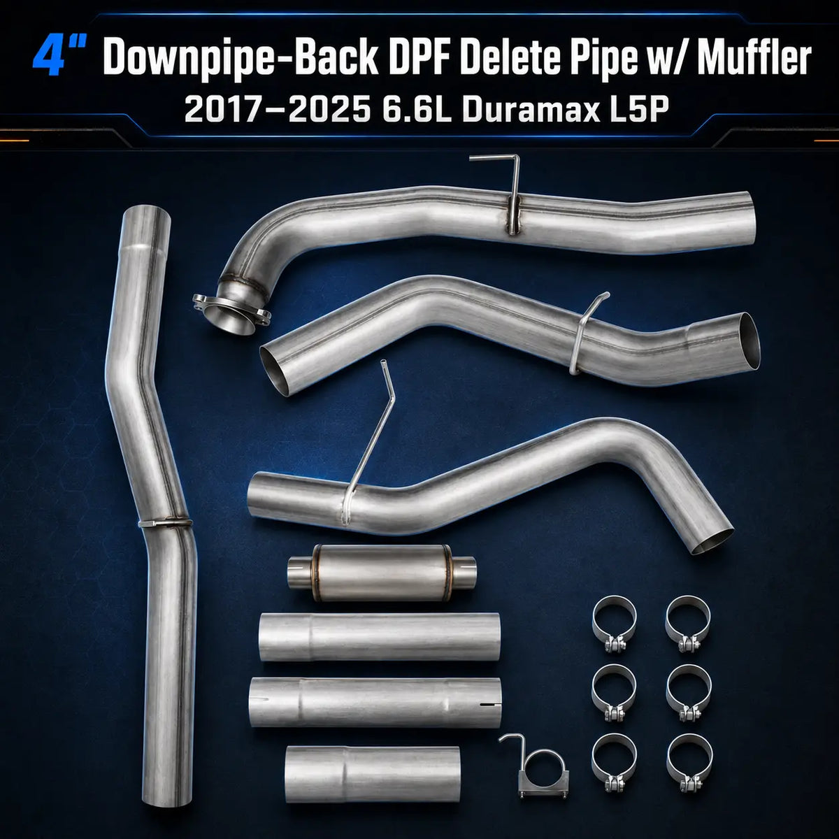 2017-2025 6.6L GM Duramax L5P 4" Downpipe-Back DPF Delete Pipe DieselPerf