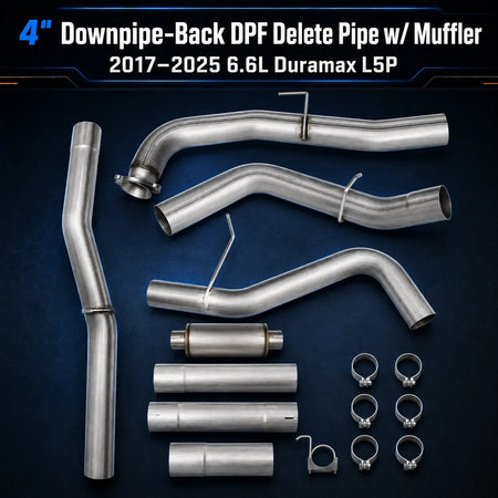 2017-2025 6.6L GM Duramax L5P 4" Downpipe-Back DPF Delete Pipe DieselPerf