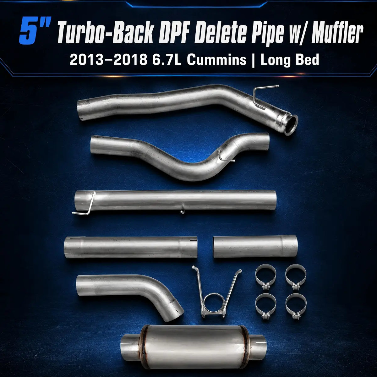 2013-2018 6.7L Dodge Ram Cummins 5" Turbo-Back DPF Delete Pipe DieselPerf