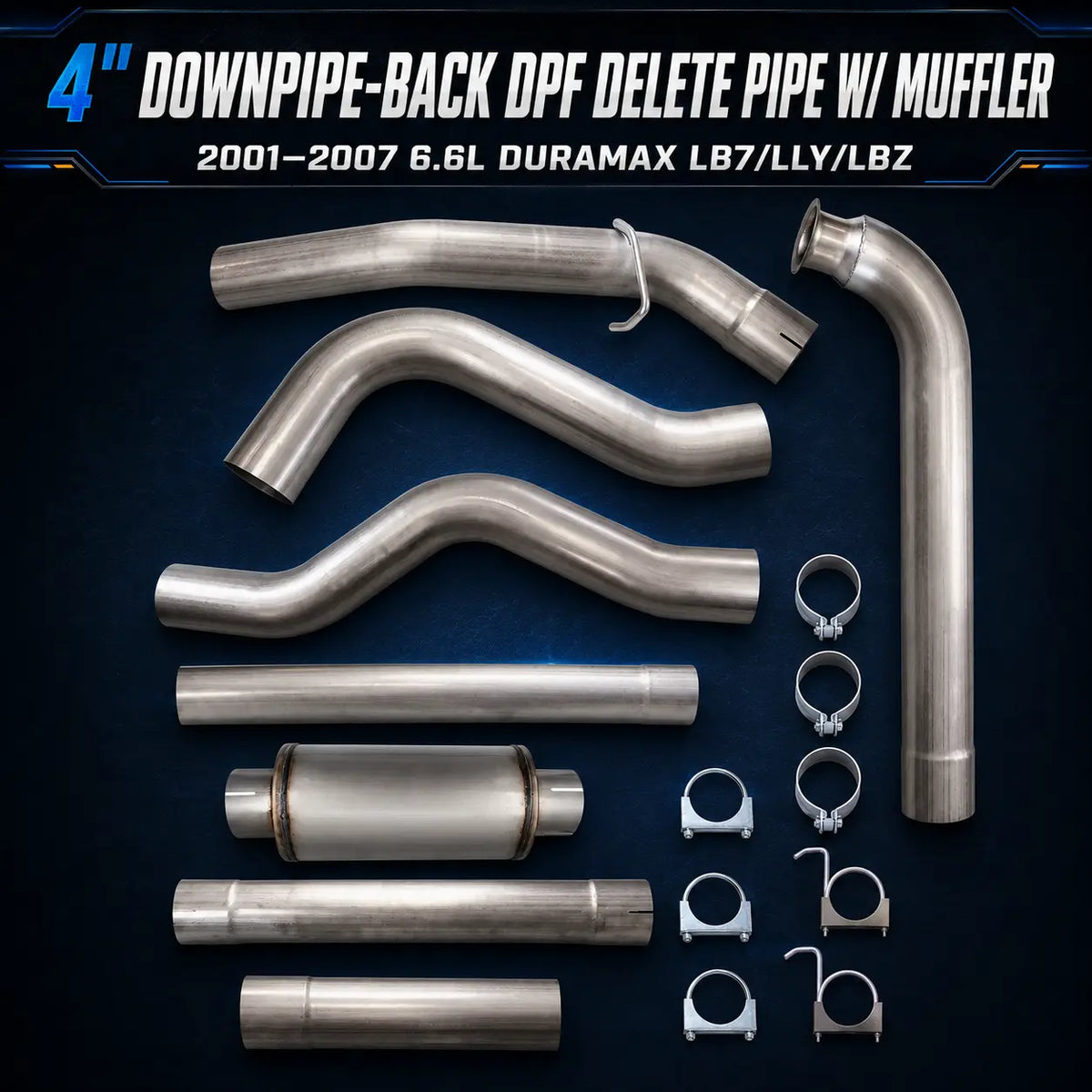 2001-2007 6.6L GM Duramax LLY LBZ LB7 4" & 5"Downpipe-back Exhaust DieselPerf