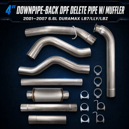 2001-2007 6.6L GM Duramax LB7 LLY LBZ 4'' Downpipe-Back DPF Delete Pipe DieselPerf