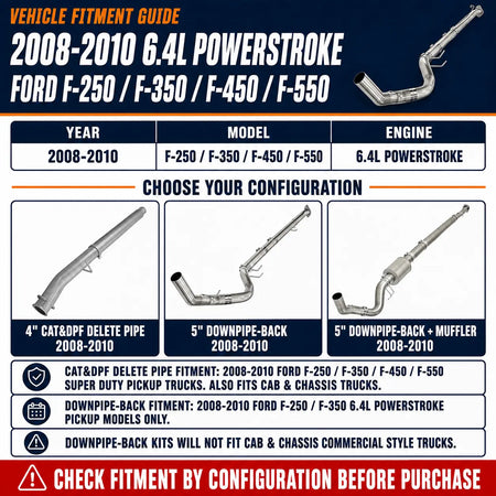 2008-2010 6.4L Powerstroke 4" & 5" DPF Delete Pipe DieselPerf
