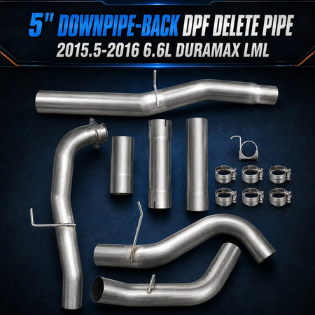 2015.5-2016 6.6L GM Duramax LML 5" Downpipe-Back DPF Delete Pipe DieselPerf