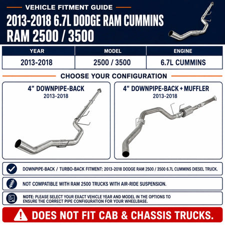2013-2018 6.7L Dodge Ram Cummins 4'' Downpipe-Back DPF Delete Pipe DieselPerf