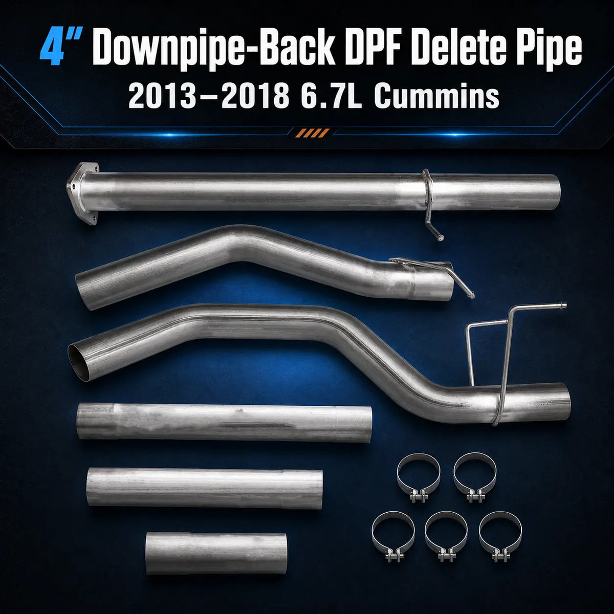 2013-2018 6.7L Dodge Ram Cummins 4" DPF Delete Race Pipe DieselPerf