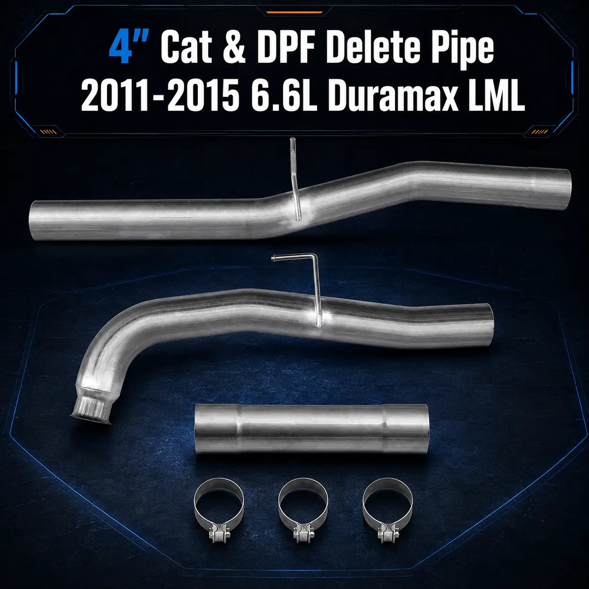 2011-2015 6.6L GM Duramax LML 4" CAT&DPF Delete Pipe DieselPerf