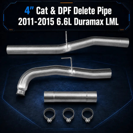 2011-2015 6.6L GM Duramax LML 4" CAT&DPF Delete Pipe DieselPerf