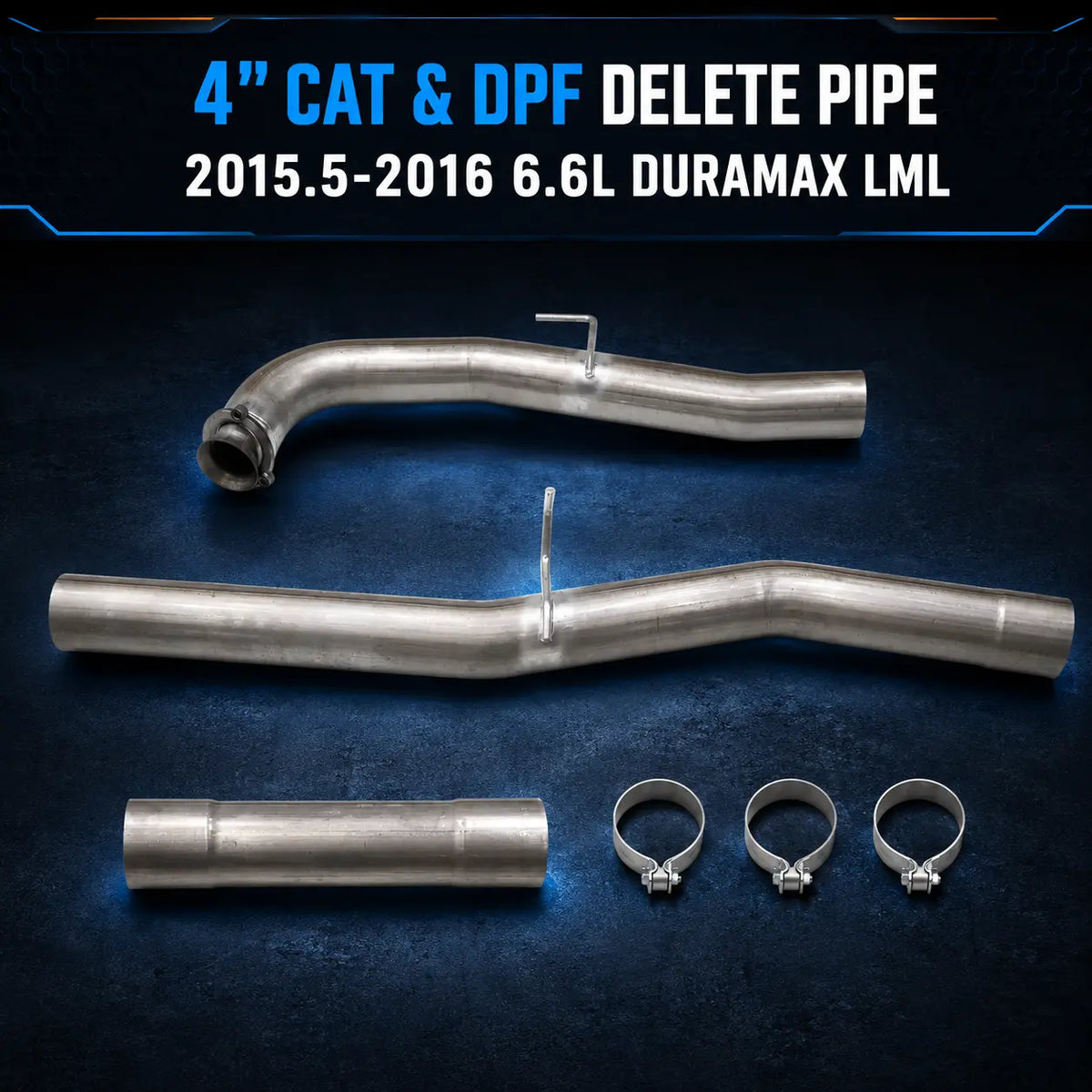 2015.5-2016 6.6L GM Duramax LML 4" CAT&DPF Delete Pipe DieselPerf