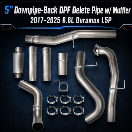 2017-2025 6.6L GM Duramax L5P 5" Downpipe-Back DPF Delete Pipe DieselPerf
