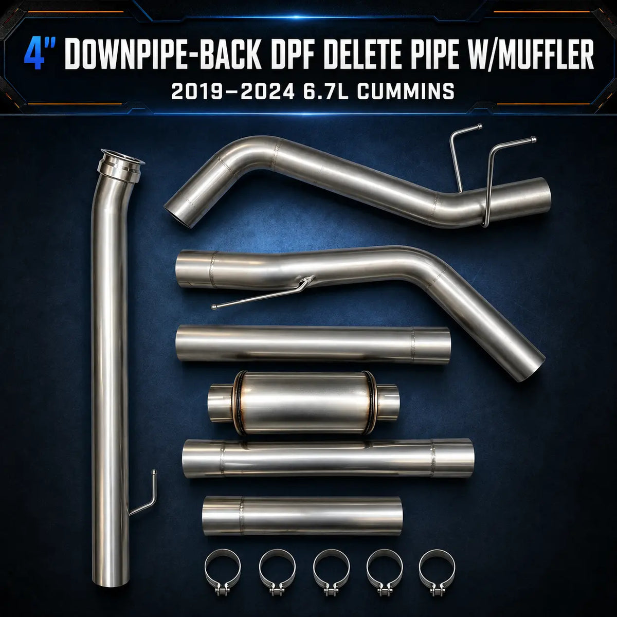 2019-2025 6.7L Dodge Ram Cummins 4"&5" DPF Delete Race Pipe DieselPerf