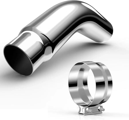 4'' in 5'' Out Chrome Turn down Diesel Side Exit Exhaust Elbow Tip with a Clamp DieselPerf