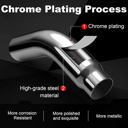 4'' in 5'' Out Chrome Turn down Diesel Side Exit Exhaust Elbow Tip with a Clamp DieselPerf